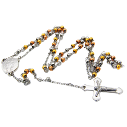 Rosenkranz-Mann-Stahlkreuz-Kreuzkreuzkreuz und Sainte Jungfrau Maria Wundernedaille