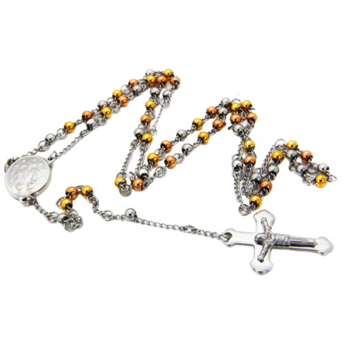 Rosenkranz-Mann-Stahlkreuz-Kreuzkreuzkreuz und Sainte Jungfrau Maria Wundernedaille