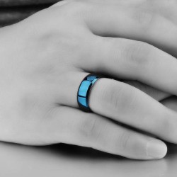 SOLIDO LUCIDO TUNGSTENO BLU UOMINI DONNE COPPIA ANELLO NUOVO