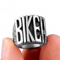 Anello uomo in acciaio massiccio grande formato lettera biker