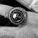 Big ring man stainless steel death head biker gothic tribal