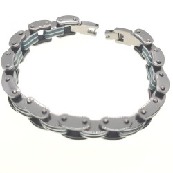 Cadena de bordillo para hombre, cadena de bicicleta para motocicleta, acero inoxidable, motorista azul, 20cm