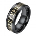 Anello uomo acciaio nero runic Nordic Viking alfabeto