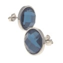 Men's Big Blue Round Faceted Men's Big Faceted Men's Earrings 11mm