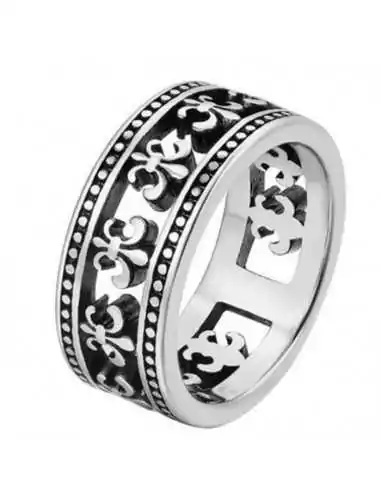 Men's Steel Royal Frieze Fleur de Lys French Symbol Ring