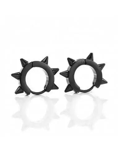 Paar schwarze Gothic-Ohrringe aus Stahl mit Spikes und Clips