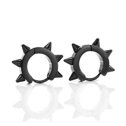 Pair earrings for men steel pics black gothic with clips