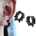 Paire Boucles d'Oreilles Pour Homme en Acier Noir à Pointes Pics Gothique Stylée