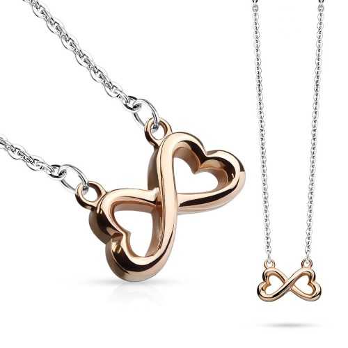 Conjunto de mujer con cadena y colgante corazón infinito chapado en oro rosa