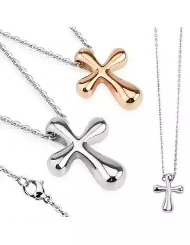 Damen-Schmuckkette Infinity-Kreuz-Anhänger aus Edelstahl Roségold
