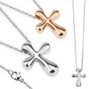 Parure femme chaine infini pendentif croix acier inoxydable or rosé