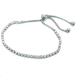 Ankle chain bracelet adjustable woman steel crystals sliding clasp