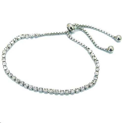 Ankle chain bracelet adjustable woman steel crystals sliding clasp