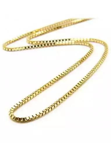 Men's steel necklace chain gilded with fine gold Venetian mesh box 3mm 60cm