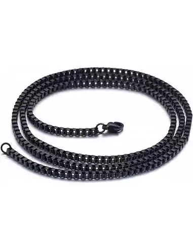 Collana catena per uomo in acciaio nero maglia veneziana scatola 60cm