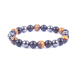 Bracelet woman man triple protection pearls tiger eye hematite