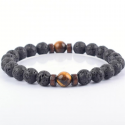 Pulsera para hombre adolescente con piedras de lava y cuentas de chakra ojo de tigre