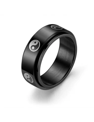 Bague Chevalière Yin Yang En Acier Inoxydable - Unisexe, Design Rond 13 Mm - Cadeau Mariage, Anniversaire, Saint-Valentin Pour Homme Ou Femme