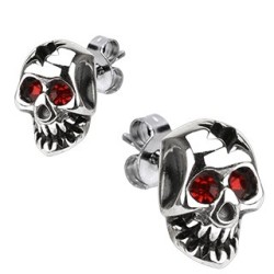 Paar Mann Ohrringe Mann Kopf des Todes Biker Rote Augen