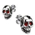 Paar Herren-Ohrringe mit Totenkopf-Motiv und roten Augen
