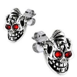 Pair Earring Man Steel Death Head Biker Punk Gothic New 103