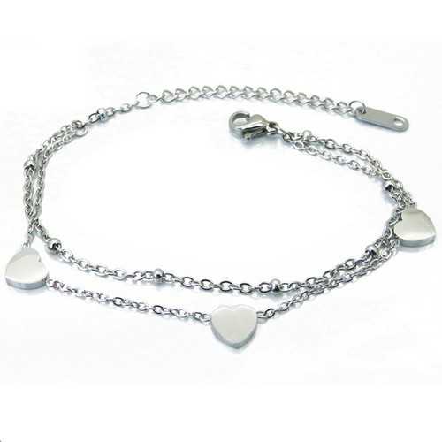 Women's bracelet stainless steel double chain heart valentine