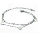 Bracelet femme acier inoxydable double chaine coeur valentin