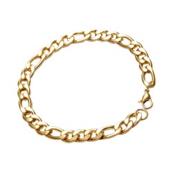 Gourmet Armband Mann Stahl vergoldet Figaro Mesh mit Gold 21cm getragen von einem Mann