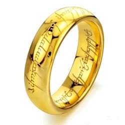 Bague anneau femme homme tungstène plaqué or lord seigneur des anneaux