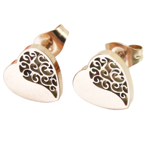 Pair Earrings Female Steel Gold Fine Rosé Spiral Valentine's Day