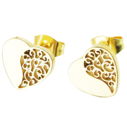 Paire boucles d'oreilles femme acier or fin doré spirale...