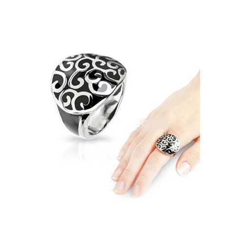 CHIC ANELLO ANELLO DONNA TEEN ONICE NERO AGATA ACCIAIO CON SPIRALI NEW 1005