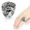 Chic Ringring für Frauen ADO Stahl Achat Onyx Black Spiral 1005