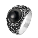 Anillo de sello para hombre acero murciélago covid gothic piedra negra