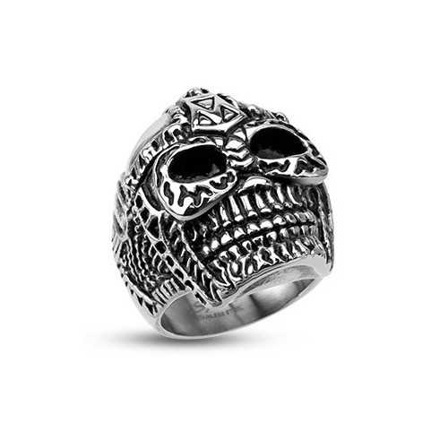 ANELLO UOMO STEEL SKULL SKULL ARMOUR WARRIOR BIKER GOTHIC NEW 4329