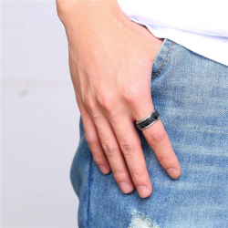 Anillo anillo niño jovencito hombre mujer acero negro antiestrés metro