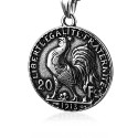 Men's pendant false steel piece 20 francs roq freedom fraternity