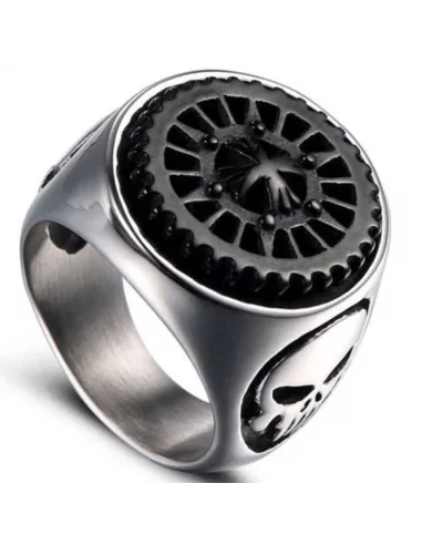 Men's Stainless Steel Rotating Gear Punisher Signet Ring Signet Ring