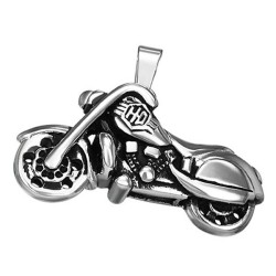 Pendentif homme acier moto motard biker Harley Davidson HD et chaine
