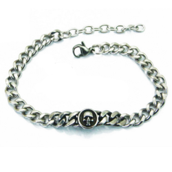 Pulsera hombre cadena acero malla cubana calavera biker calavera