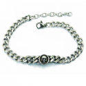 Pulsera hombre cadena acero malla cubana calavera biker calavera