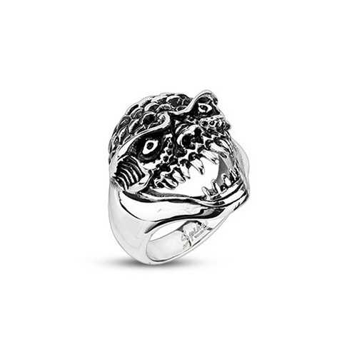 BAGUE HOMME ADO ACIER BIJOU MONSTRE DEMON EAU OCEAN BIKER GOTH GOTHIQUE NEUVE 2212