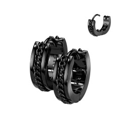 Pendientes de acero negro criollo con clips de cadena central