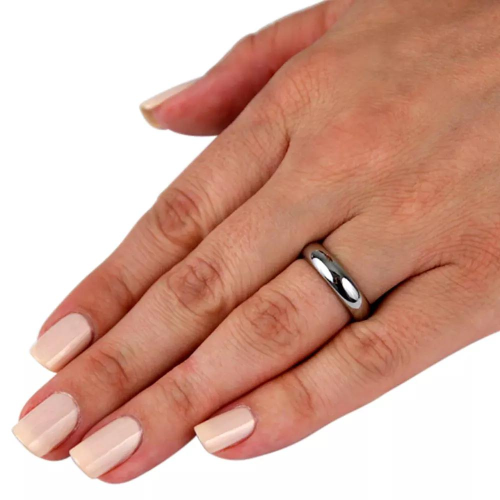 Bague alliance de mariage traditionnelle femme tungstène effet miroir 4mm portée femme