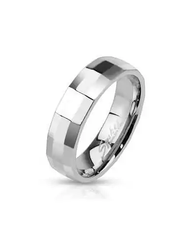 Ring ring ring in stainless steel rectangular facets