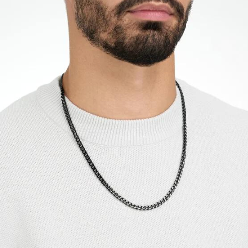 Men's stainless steel chain black Cuban mesh...