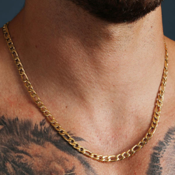 Collar de cadena para hombre mujer chapado de oro figaro 55cm 6mm
