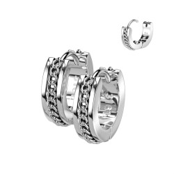 Men's Earrings Creole Steel Chanceined Central Clip Channel