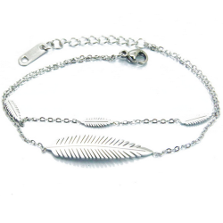 Mujer de brazalete en acero inoxidable doble cadena fino ajustable