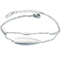 Feather bracelet woman in stainless steel double chain fine adjustable